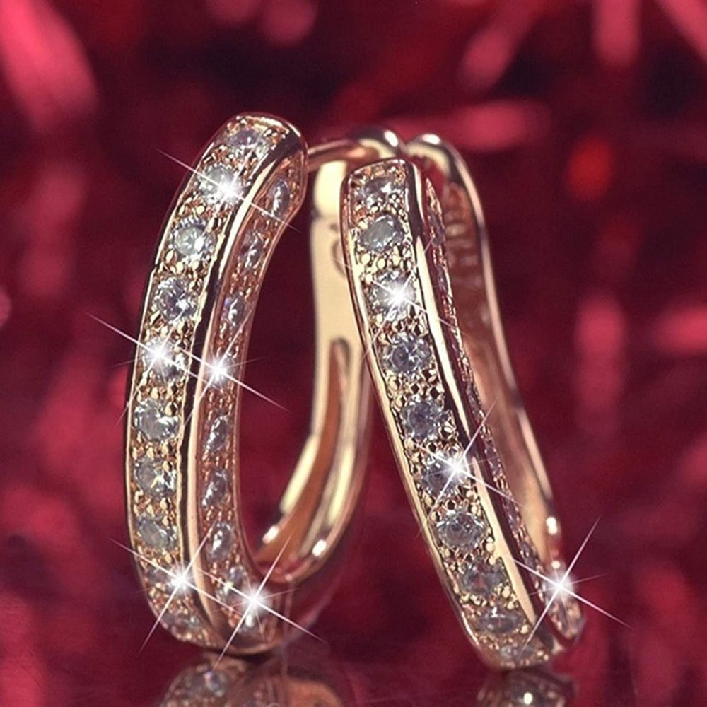 Creative Rhinestone Hoop Earrings - Picture 2 of 9